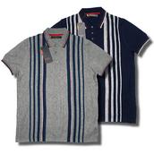 View Item Ben Sherman Mod Striped Fine Gauge Knit S/S Polo Navy / Grey